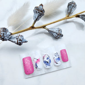 Press-on nails "Pink Petals and Ink"