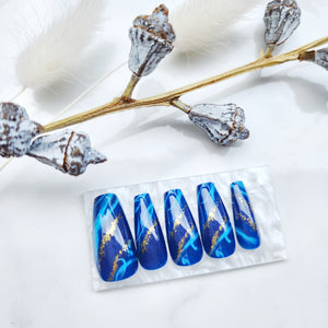 Press-on nails "Azure Gold Rush"