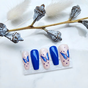 Press-on nails "Blue Butterfly Kisses"