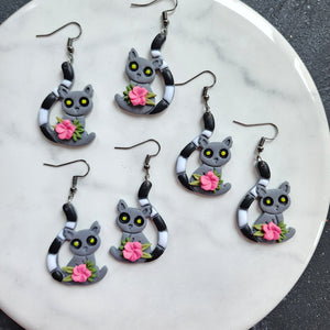 "Lemur Charm" Handmade Polymer Clay Earrings