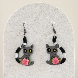 "Lemur Charm" Handmade Polymer Clay Earrings