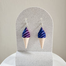 Load image into Gallery viewer, Blueberry Ice Cream Cone Earrings – 3D Printed Delight