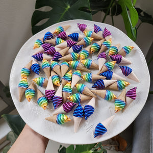 Rainbow Ice Cream Cone Earrings – 3D Printed for a Colorful Touch