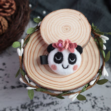 Load image into Gallery viewer, Wool felted flower Panda hair clip baby kids hair accessories