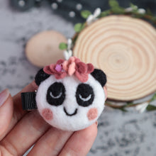 Load image into Gallery viewer, Wool felted flower Panda hair clip baby kids hair accessories