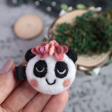 Load image into Gallery viewer, Wool felted flower Panda hair clip baby kids hair accessories