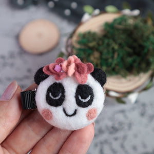 Wool felted flower Panda hair clip baby kids hair accessories