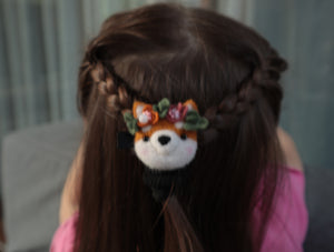 Wool felted flower Fox hair clips baby kids hair accessories