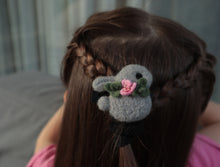 Load image into Gallery viewer, Wool felted Gray bunny hair clip baby kids hair accessories