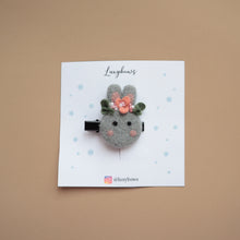 Load image into Gallery viewer, 100% wool Needle felted Grey Bunny Hair clip