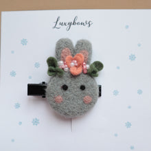 Load image into Gallery viewer, 100% wool Needle felted Grey Bunny Hair clip