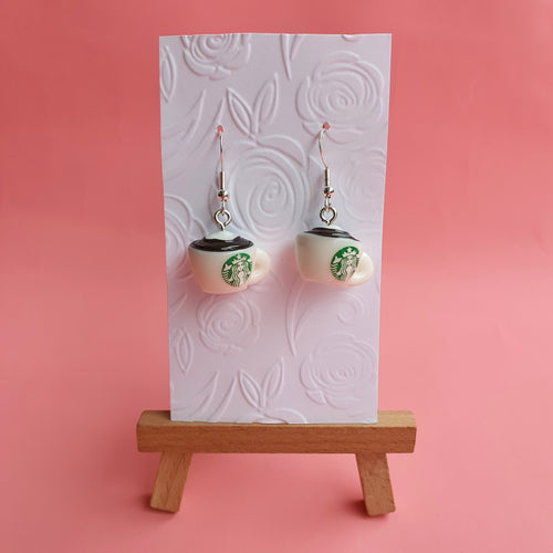 Coffee cup novelty earrings