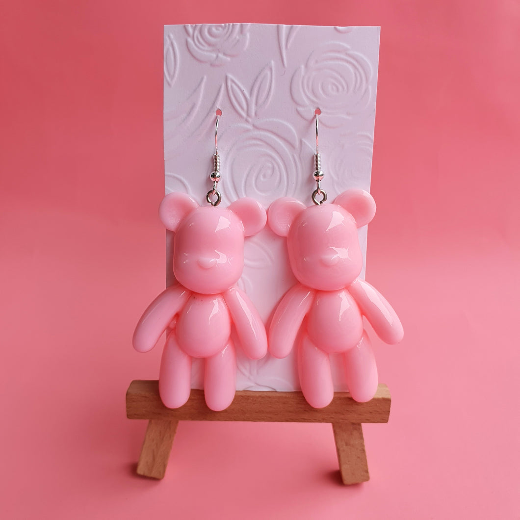 Pink bear novelty earrings