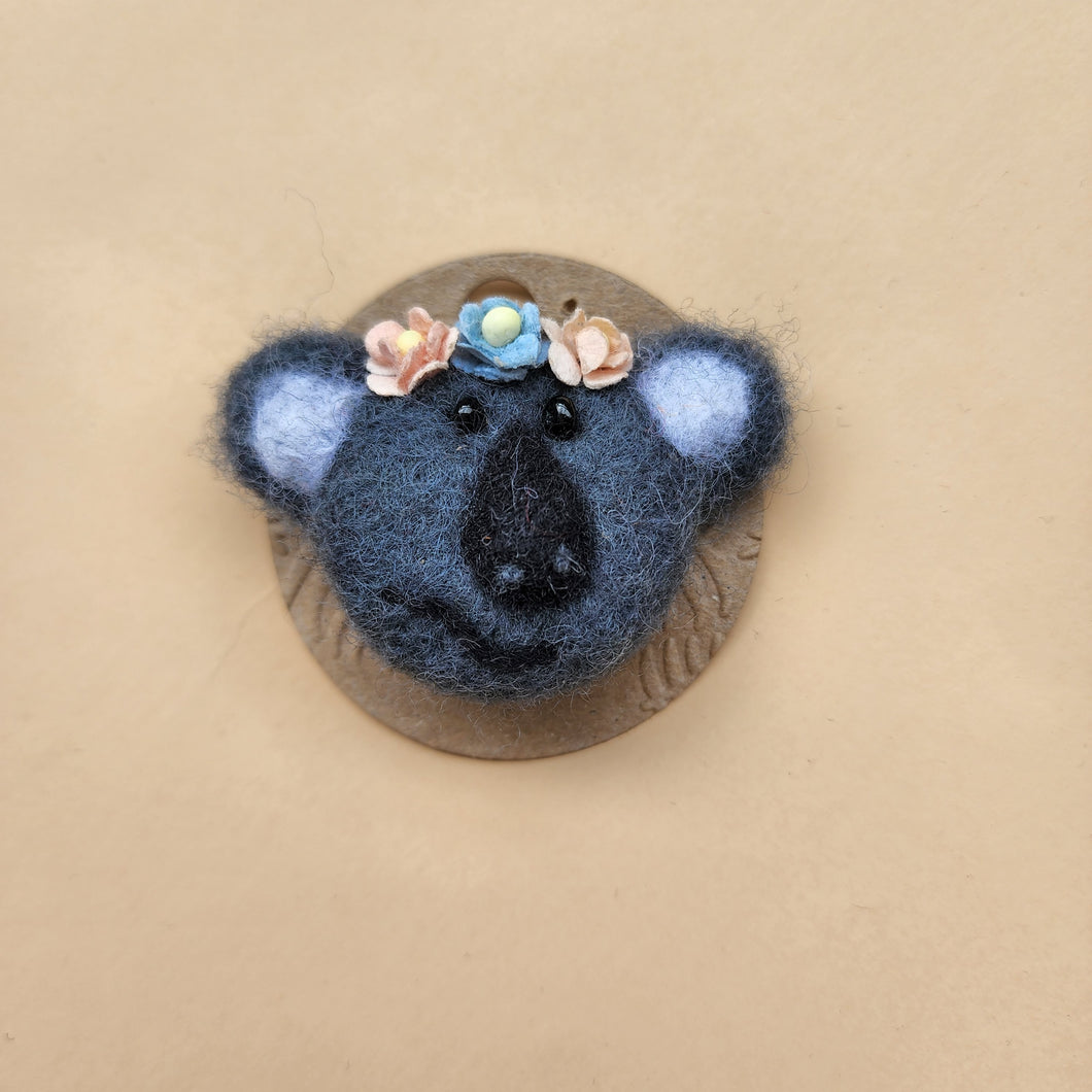 100% wool Needle felted Koala Hair clip/Brooch