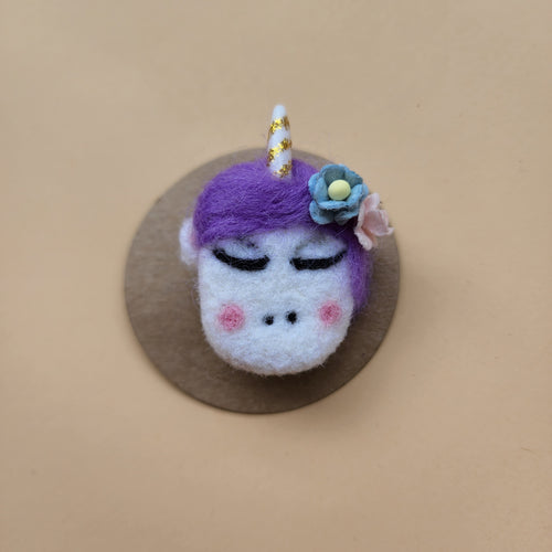 100% wool Needle felted Unicorn Hair clip/brooch