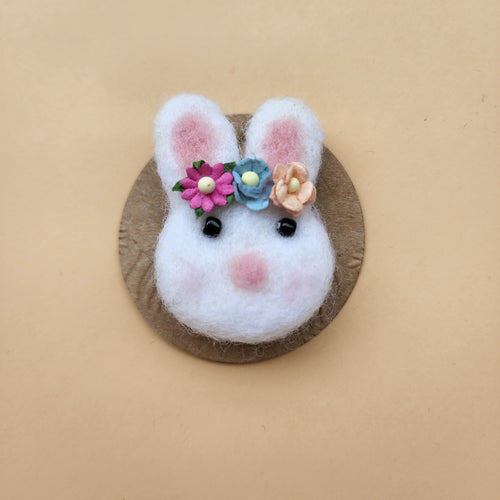 100% wool Needle felted Bunny Hair clip