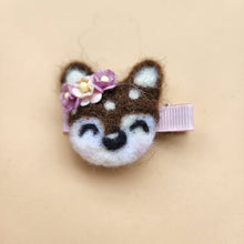 Load image into Gallery viewer, Wool felted flower Reindeer hair clips baby kids hair accessories