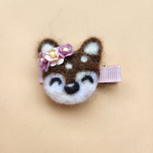 Wool felted flower Reindeer hair clips baby kids hair accessories