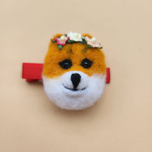 Load image into Gallery viewer, Wool felted flower Fox hair clips baby kids hair accessories