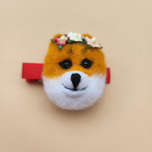 Wool felted flower Fox hair clips baby kids hair accessories