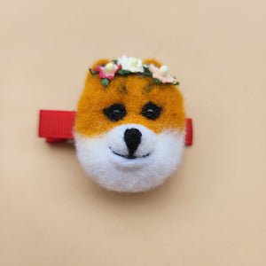 Wool felted flower Fox hair clips baby kids hair accessories