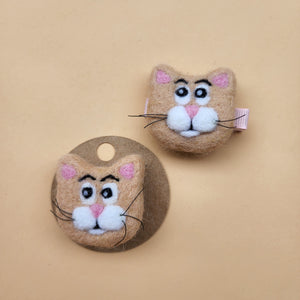 100% wool Needle felted Cat Hair clip/brooch