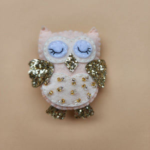 Felted Owl Hair clip/brooch