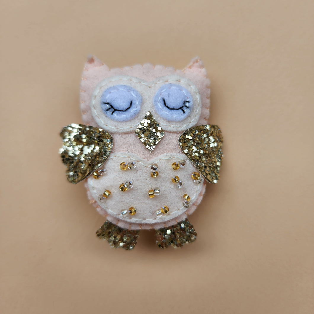 Felted Owl Hair clip/brooch