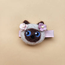 Load image into Gallery viewer, 100% wool Needle felted Cat Hair clip or Nylon headband or Brooch