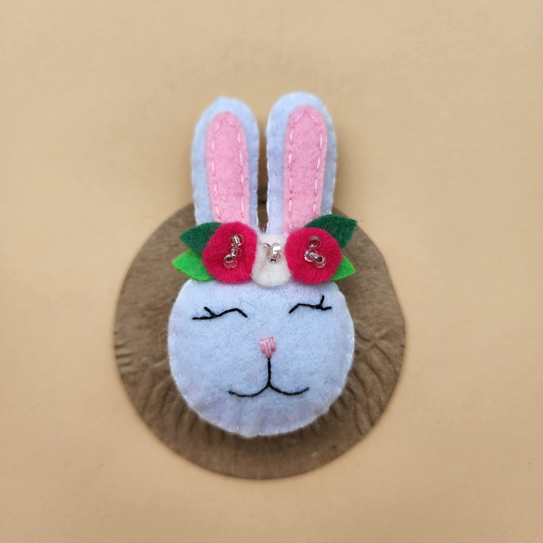 100% wool Needle felted Bunny Hair clip/Brooch