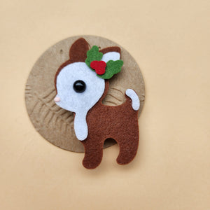 Felted Reindeer hair clip/brooch