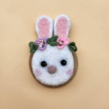 Load image into Gallery viewer, 100% wool Needle felted White Bunny Brooch