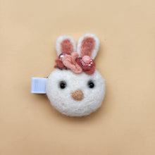 Load image into Gallery viewer, 100% wool Needle felted White Bunny Hair clip