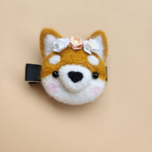 Load image into Gallery viewer, Wool felted flower Fox hair clips baby kids hair accessories