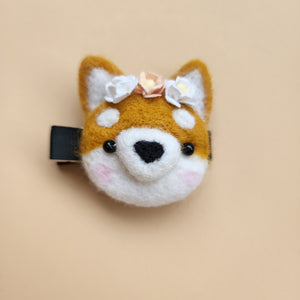 Wool felted flower Fox hair clips baby kids hair accessories