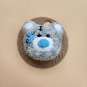 Wool needle felted Bear hair clip or Brooch