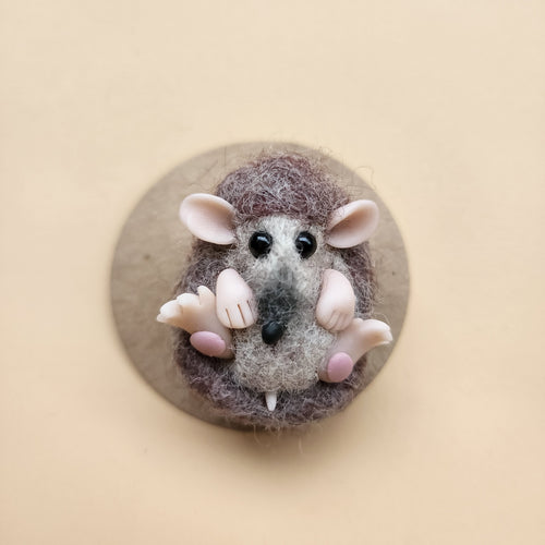 Needle felted Hedgehog hair clip or brooch