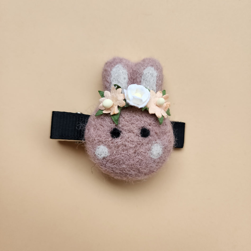 100% wool Needle felted Bunny Hair clip