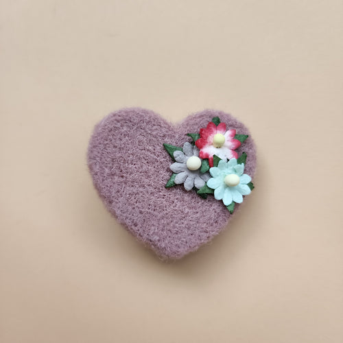 100% wool Needle felted Heart Hair clip/brooch