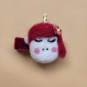 100% wool Needle felted Unicorn Hair clip/brooch