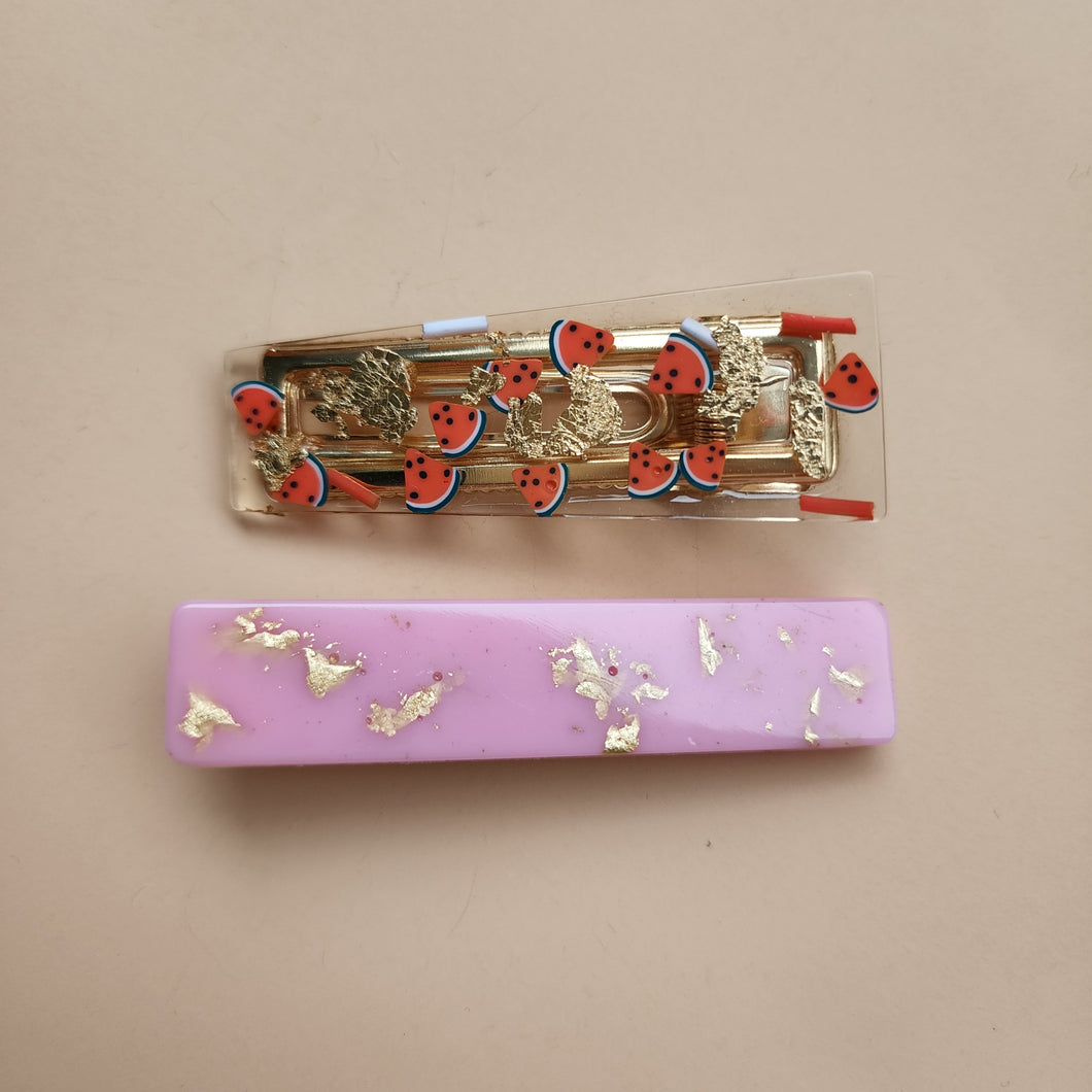 Resin hair clips set of 2 pcs