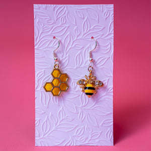 Cute Honey and Bee novelty earrings