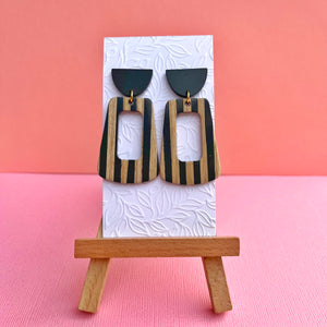 Resin "Black stripe wood" earrings